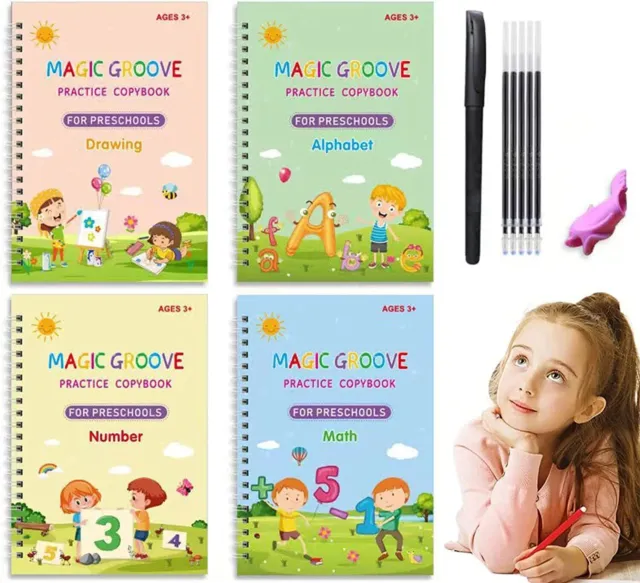 Nuevo Groovd Magic Copybook Grooved niños escritura a mano libro práctica juego regalo