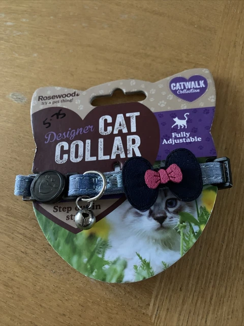 Rosewood Designer Cat Collar with Bell Adjustable Collars for Cats