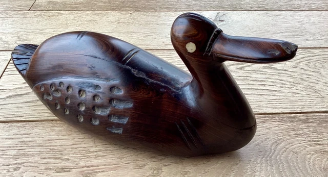 Plateau Leurre Canard Colvert En Bois Sculpté - Vintage Alcolu SC - Neuf