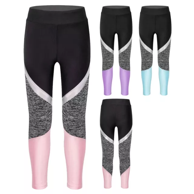 Mädchen Sporthose Sports Leggings Farbblock Laufen Fitness Yoga Hose Jogginghose