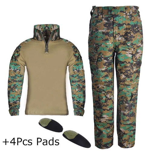 2023 Kids Tactical Camo Suit Military Uniform Combat Suits with Pads Army Shirt