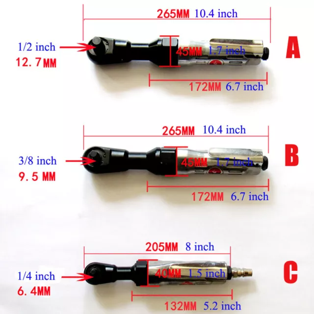 Air Pneumatic Tools Ratchet Wrench Mechanics Impact Compressor 1/2'' 1/4''3/8''