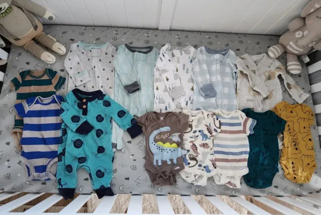 Baby Boy Clothes Newborn Lot of 13 Sleepers Bodysuit Carters Cloud Island