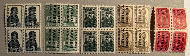 Lietuva - Litauen deutsche Besetzung - Mi-Nr. 3-5,7+8 postfrisch ** 4er Blöcke