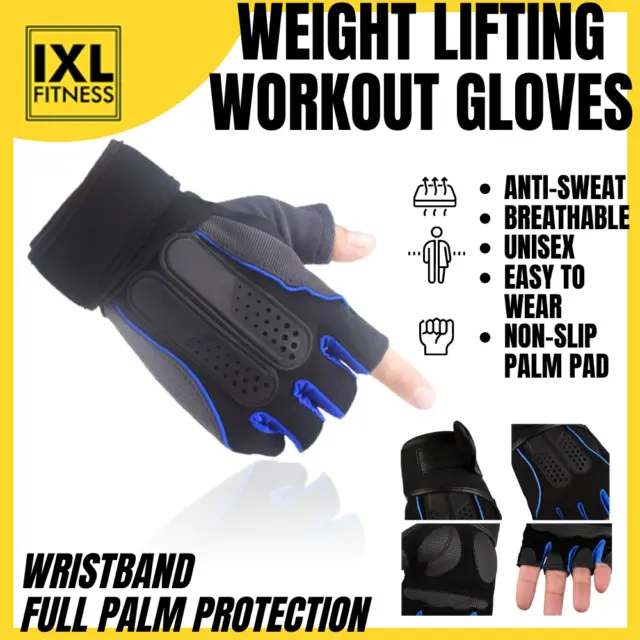Weight Lifting Gloves Gym Fitness Strength Training Workout Exercise Wrist Strap