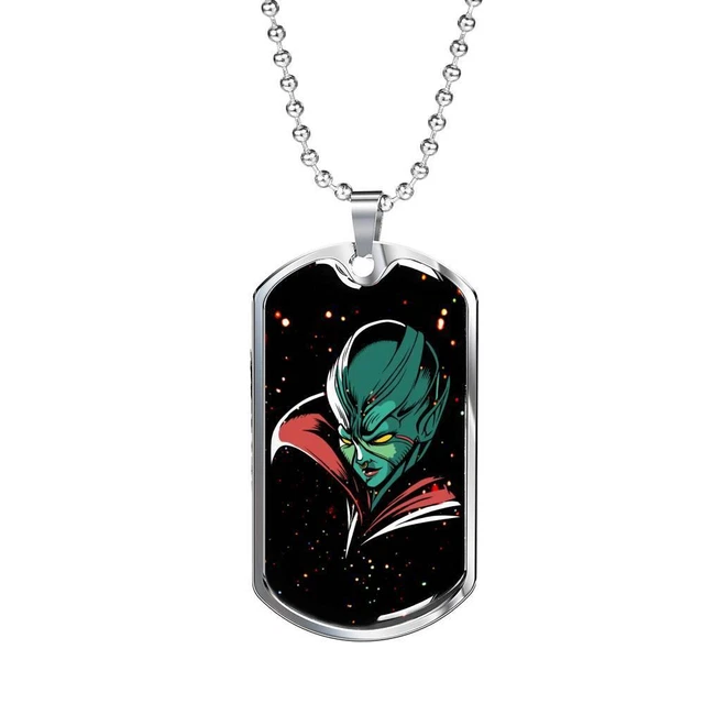 Alien UFO Fan Gift Alien Queen Necklace Stainless Steel or 18k Gold Dog Tag 24"
