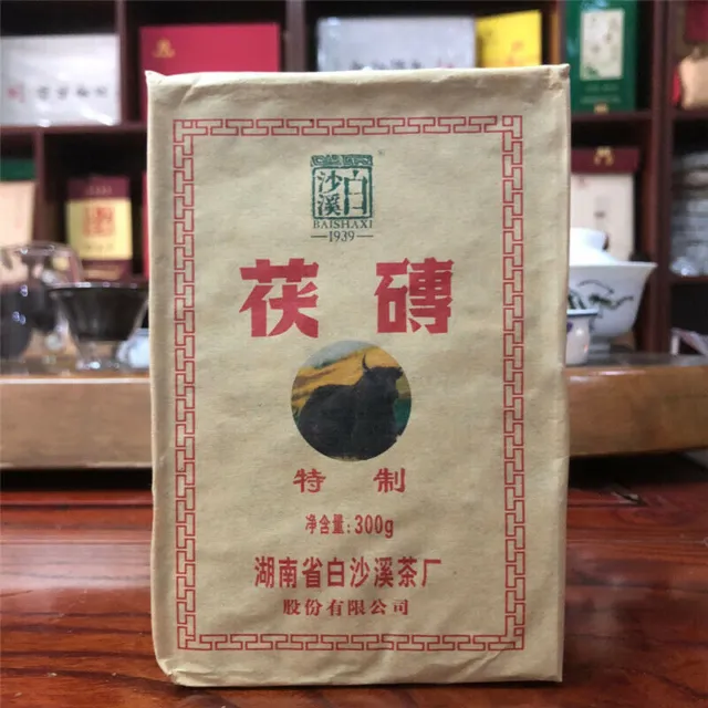 Anhua Fu Cha Baishaxi Dark Tea with Gold Flower Dark Tea Fu Brick 300g
