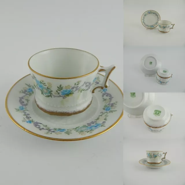 Antigua Precioso Set Café' Porcelana Limoges Giraud Decoro Mano Oro En Relieve