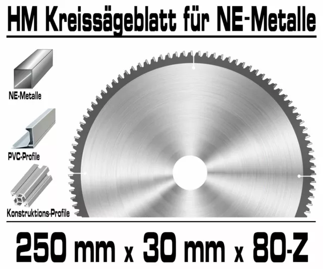 ALU NE-Metall HM Kreissägeblatt Kreissäge Kappsäge Sägeblatt Ø 255mm x 30 x 80-Z