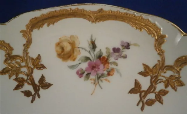 Nice KPM Berlin Porcelain Neuzierat Floral & Raised Gold Plate Porzellan Teller 3