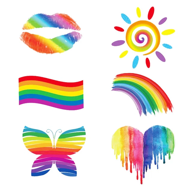 24 pz adesivi bomboniere festa bambini labbra arcobaleno monouso