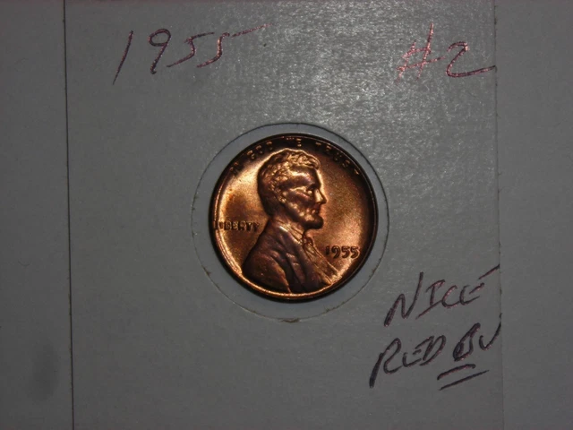 wheat penny 1955 NICE RED BU 1955-P LOT #2 LINCOLN CENT FIRE RED UNC LUSTER