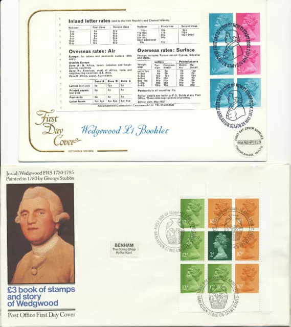 GB 1975/81 Bobine decimali macchina (3) e Quadri libretto (10) su 13 diversi FDC