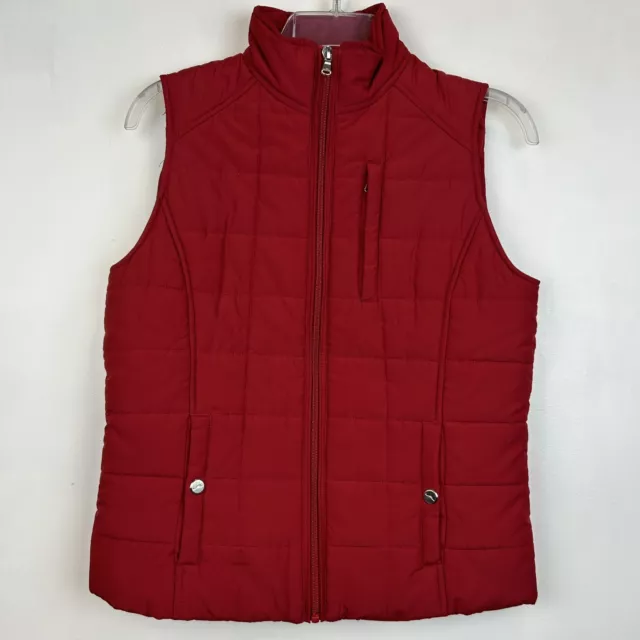 Ralph Lauren Sz S Womans Red Quilted Puffer Vest Full Zip Mock Neck Jacket Poly
