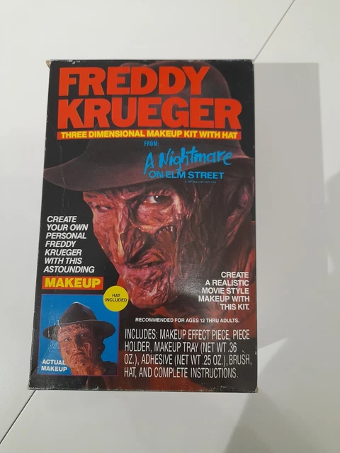 Kit trucco 3D vintage Freddy Krueger con cappello. In scatola.