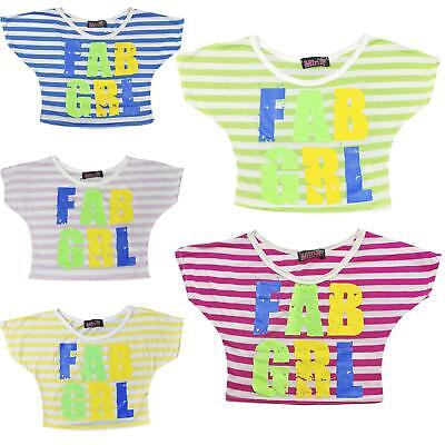 Kids Girls Crop Top FAB GRL Print Trendy Fashion Stylish Belly Shirt Tops & Tees