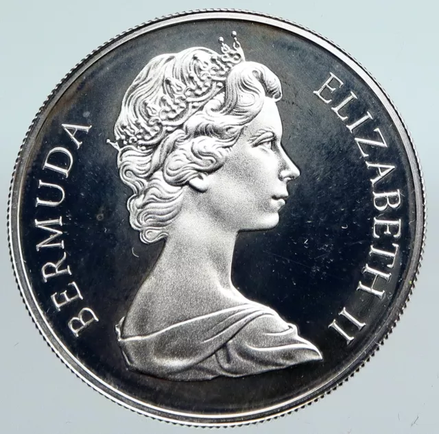 1972 Bermuda UK Elizabeth II Prince Philip Wedding Proof Silver $1 Coin i89962