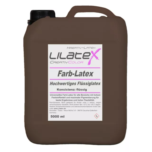 5 Liter dünnflüssiges Farblatex Latexmilch Flüssiglatex - BRAUN