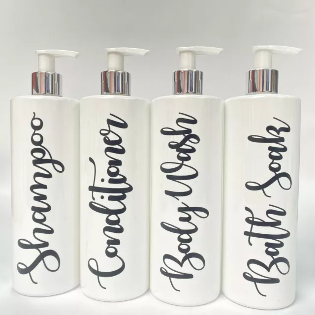 Mrs Hinch Personalised Bathroom 500ml White Lotion Pump Bottles Shampoo Set 4