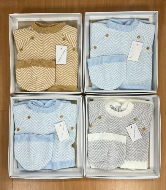 Newborn Baby Girls/Boys Spanish Knitted Outfit Gift Box Set 0-3 Month