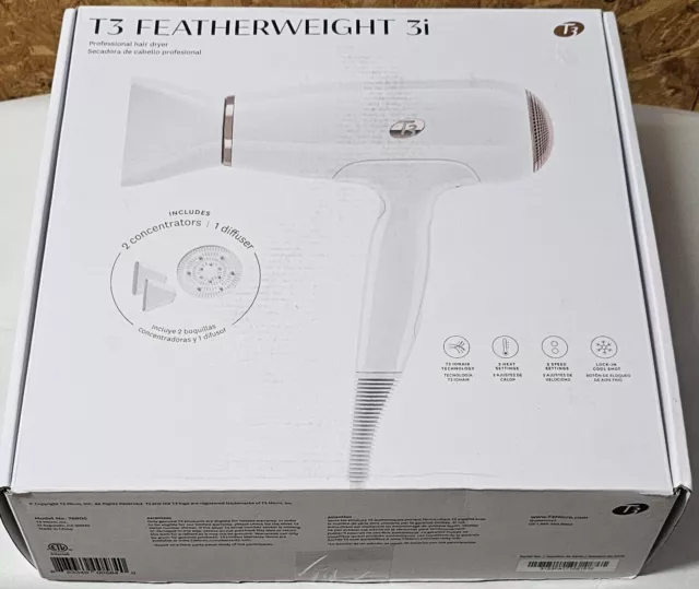 T3 Featherweight 3i Hair Dryer and Diffuser, 3 Heat and 2 Speed Settings