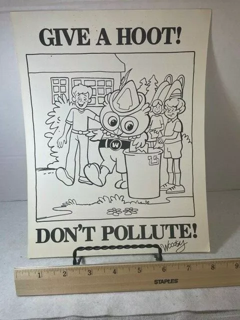Woody Owl Give a Hoot Don't Pollute Coloring page Forest Service Dept Ag 1980