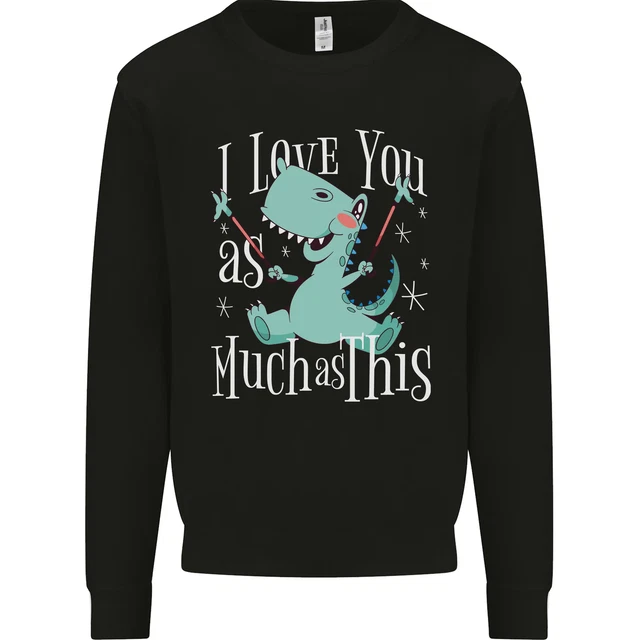 T-Rex I Love You Dinosaur Valentines Day Kids Sweatshirt Jumper