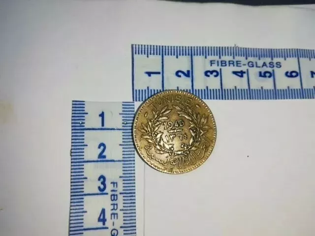 Tunisia 2 Francs 1945 Brass      In Very Good Condition.