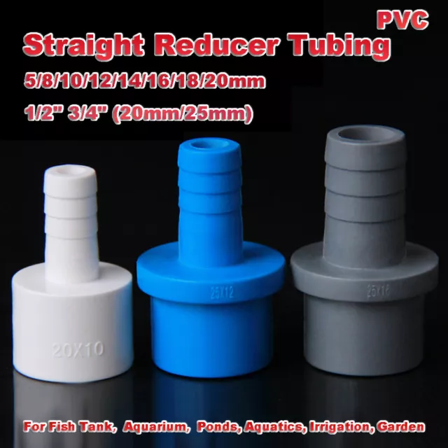 Straight Reducer Joiner Tubing Plastic Barbed Connector Pipe PVC Air Fuel Water