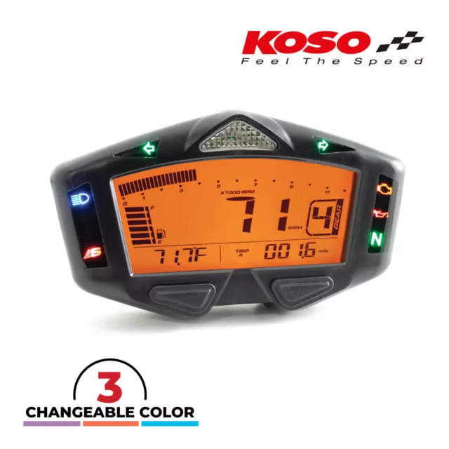 Instrumentierung [ Koso DB-03R ] für Motorrad Cross/ Motard/ Naked -