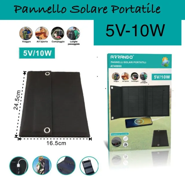 PANNELLO SOLARE PORTATILE Foldable 5V-10W Per Viaggio Campeggio Sport  Camminata EUR 45,00 - PicClick IT