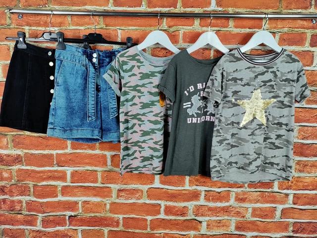 GIRLS BUNDLE AGE 9-10 YEARS NEXT PRIMARK etc SKIRT SHORTS TOP T-SHIRT CAMO 140CM