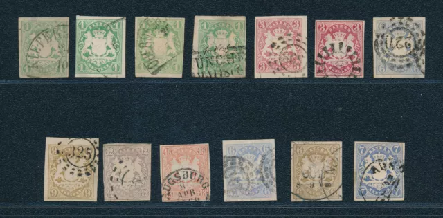 Bayern 1867, Lot aus gest. Werten "Staatswappen" gest., Mi ca 500,-