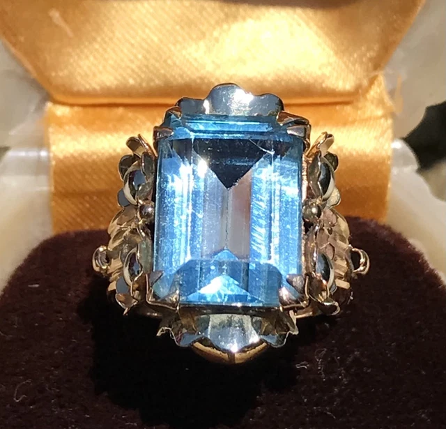 ANELLO IN ORO Antico 750 Con Topazio Azzurro Epoca Anni 50-60 EUR 400 - Foto 12