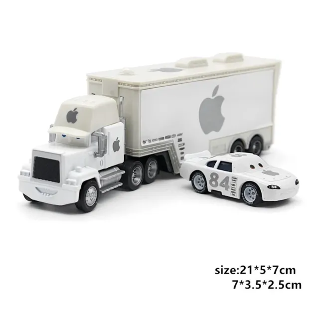 2-Pack Disneys Pixar Cars White Apple Mack & Hauler Truck Diecast Toys Car