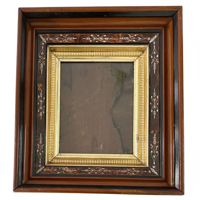 Antique Handmade Wooden Frame Ornate Decor Border Internal 9.5 x 7.5 in.