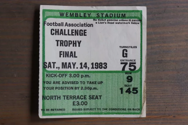 TELFORD UNITED v NORTHWICH VICTORIA 1983 FA Trophy Final TICKET Wembley