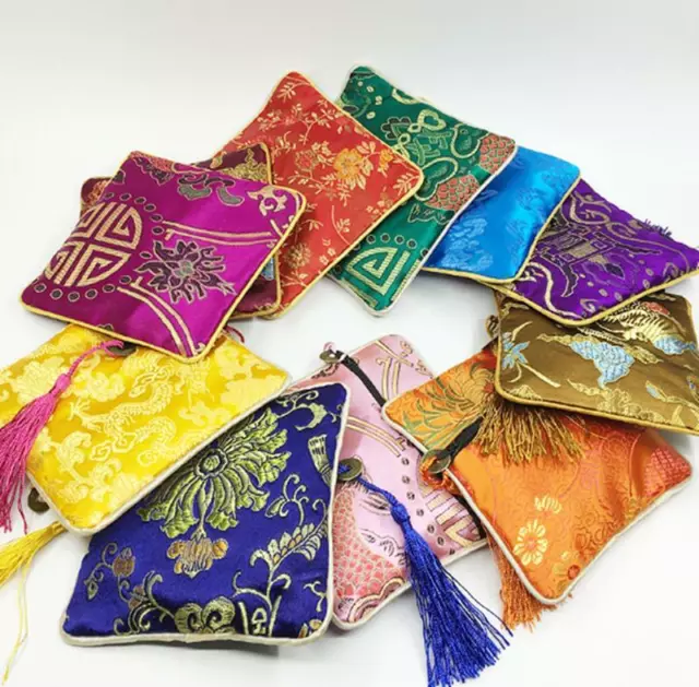 10pcs Chinese Tradition Tassel Cloth Bag Lucky bag Embroidery Jewels Organizer