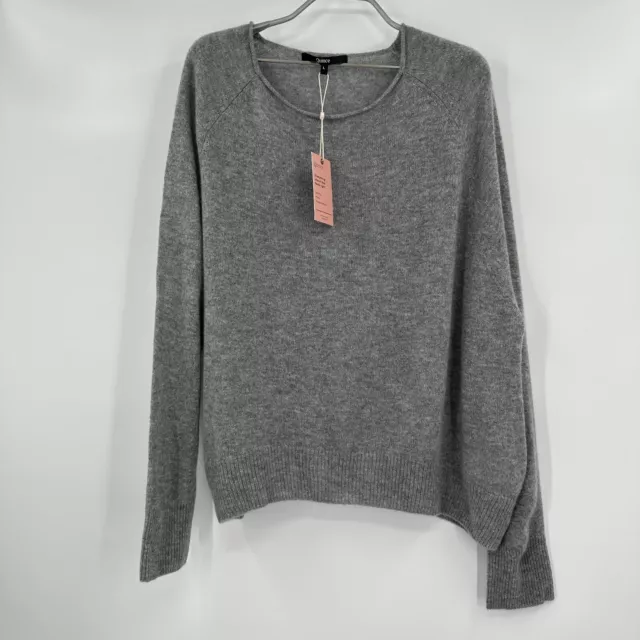 Quince Heather Gray Mongolian Cashmere Boat Neck Sweater sz L Large Women's NWT