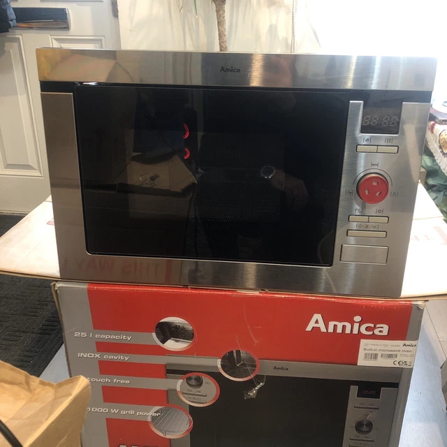 AMICA BUILTIN MICROWAVE with Grill 25 Litres Stainless Steel AMM25BI
