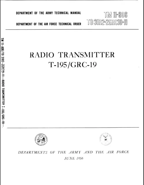 1,151 Page Army AN/GRC-19 R-392/URR T-195 RADIO SET TM Historic Manuals on CD