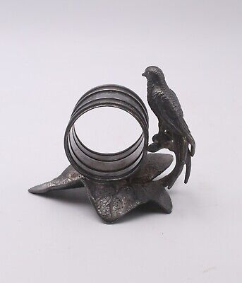 Late 19th c. Rogers Brothers Silverplate "Charlie+Alice" Bird&Leaf Napkin Ring 3