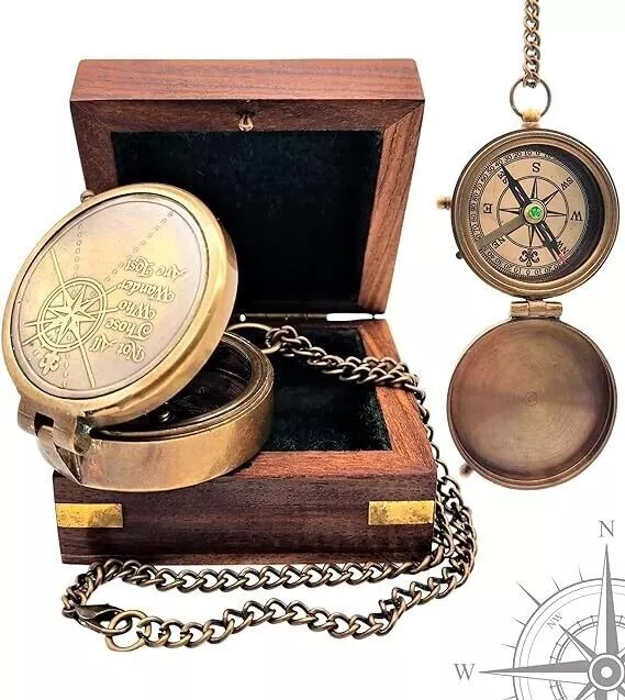 Nautischer Kompass, gravierter Navigations-Vintage-Marinekompass aus...