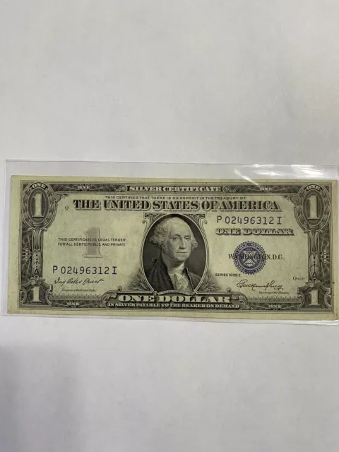 1935 Series E One Dollar Blue Seal Note Silver Certificate Old US Bill $1 Money