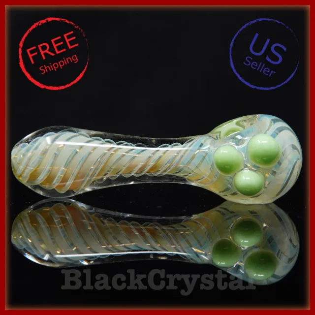 4.5" Handmade Thick Green Color Changing Swirl Tobacco Smoking Bowl Glass Pipes