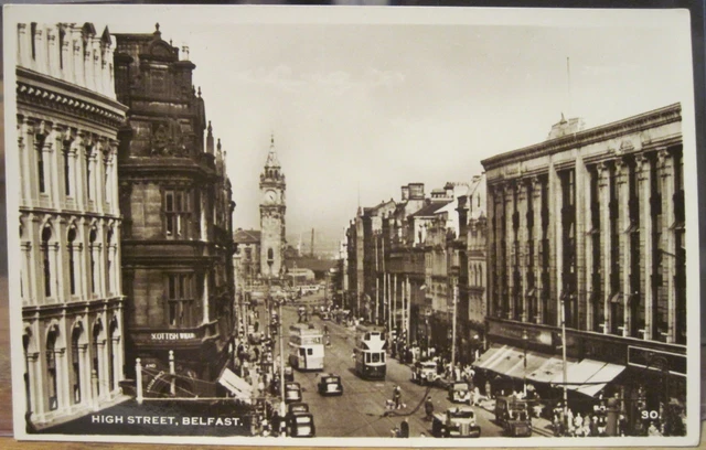 Irish RPPC Postcard HIGH STREET Belfast City Northern Ireland Albert Memorial