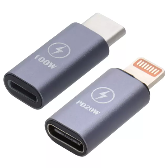 8 Pin Adapters USB-C to 8 Pin Socket 20W and 8 Pin to USB-C Plug up to 100W