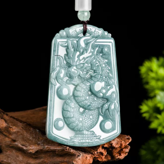 Natural Grade A Jade Jadeite Men Women Gift Lucky Bless Zodiac Dragon Pendant