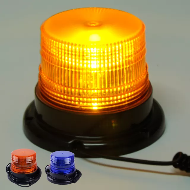 Car Bus Magnetic LED Emergency Beacon Flash Strobe Warning Light Amber/Blue 12V