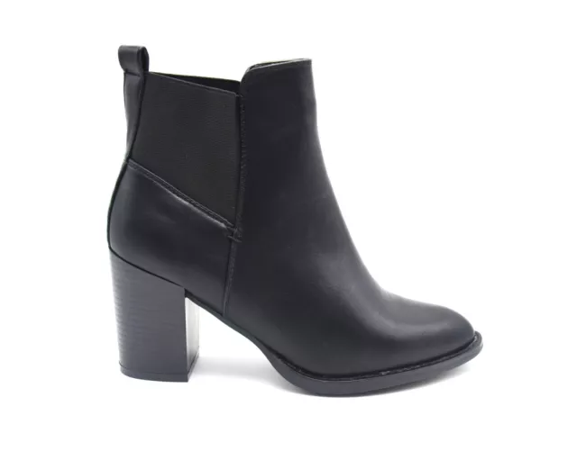 SHF79 * Bottines Boots à Talon Carré Simili Cuir Uni Pointu et Bande Elastique